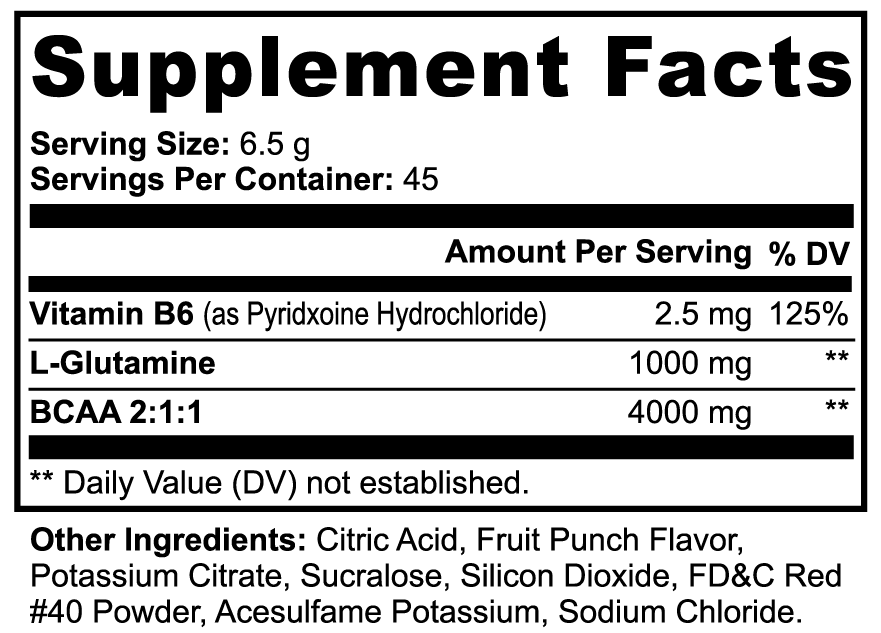 BCAA + Glutamine Shock Powder (Fruit Punch)